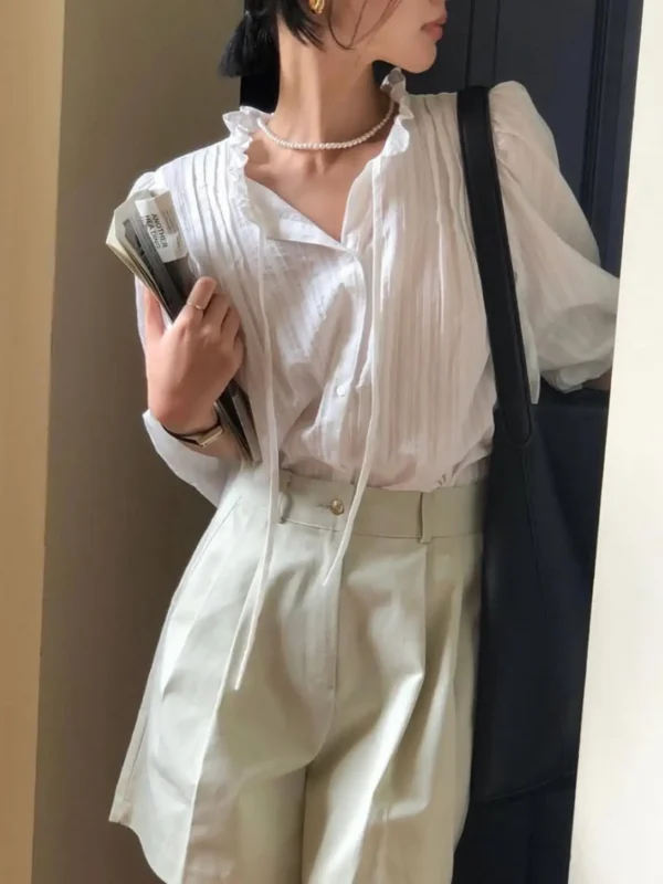 /Premium/ Ruffled Pintuck Blouse