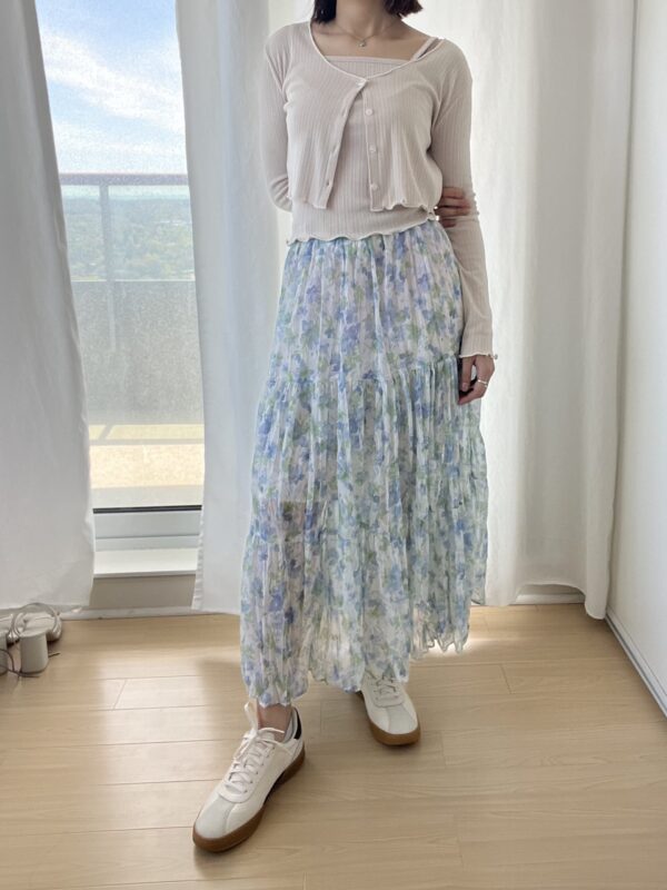 /Hot Item/ Tiered Floral Chiffon Maxi Skirt