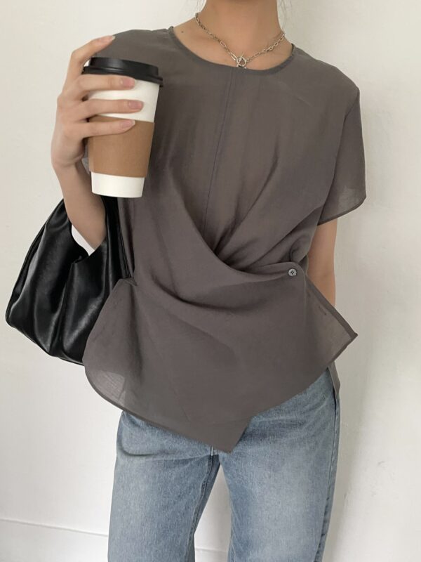 /Premium/ Convertible Side Button Blouse